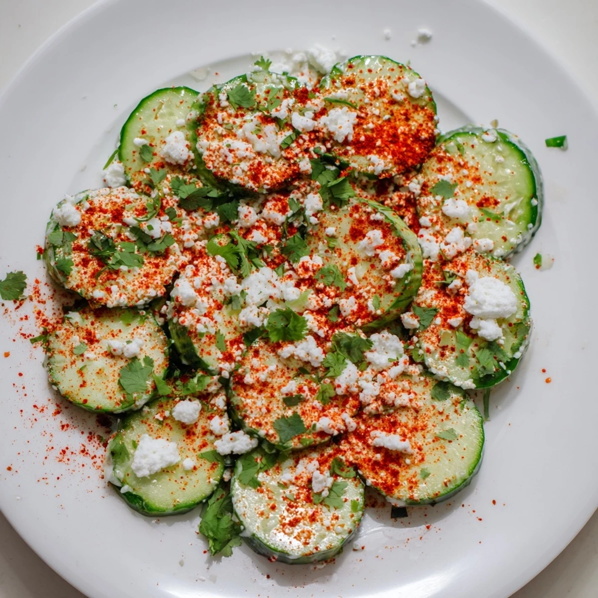 Glowing green Mexican style cucumbers drizzled with fresh lime and dusted with aromatic seasonings