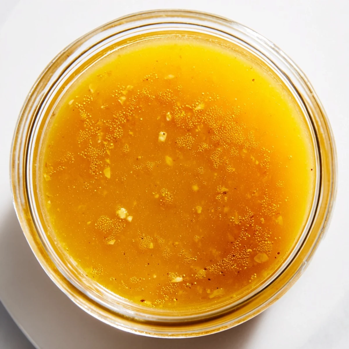 Bright homemade citrus vinaigrette whisked to silky emulsion in a glass bowl