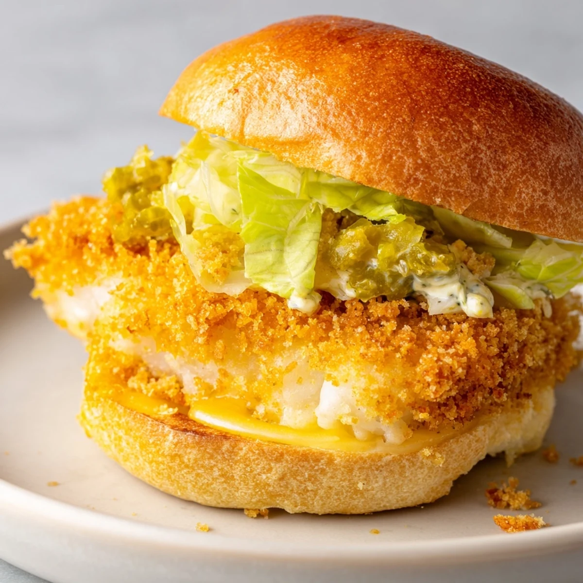 Crispy golden Filet O Fish Sliders with melted cheese on toasted buns ready to serve