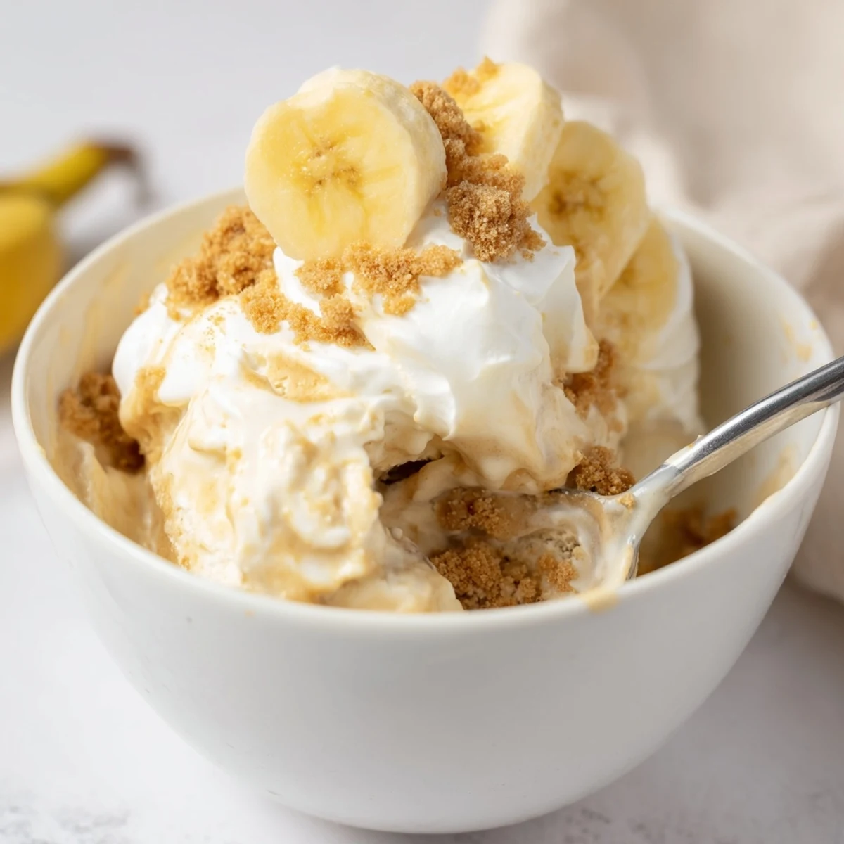 Ninja Creami Banana Cream Pie Ice Cream: silky custard with buttery graham swirls