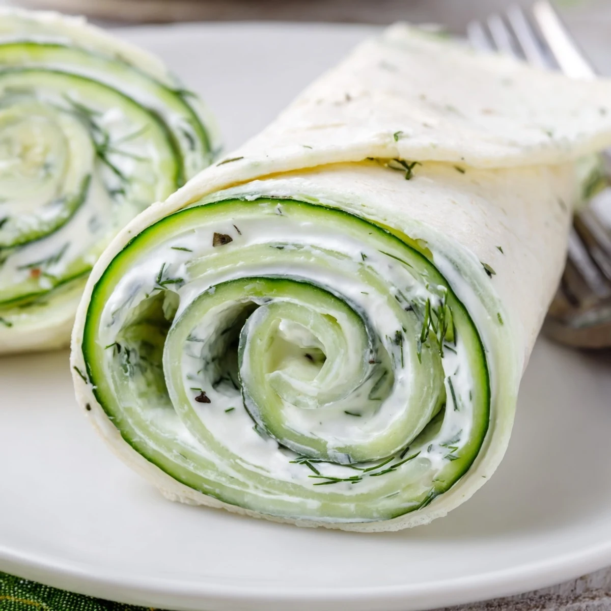 Party ready Cucumber And Dill Pinwheels sliced into spirals, served chilled with dill