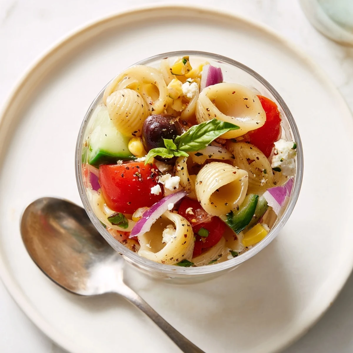 Make-ahead Pasta Salad Cups Recipe with al dente pasta, crisp cucumber, picnic-ready.