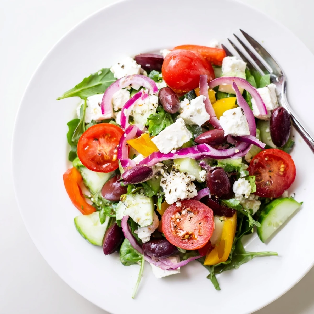 Colorful Fresh Salad Recipe featuring cherry tomatoes, crisp cucumber, lemon dressing