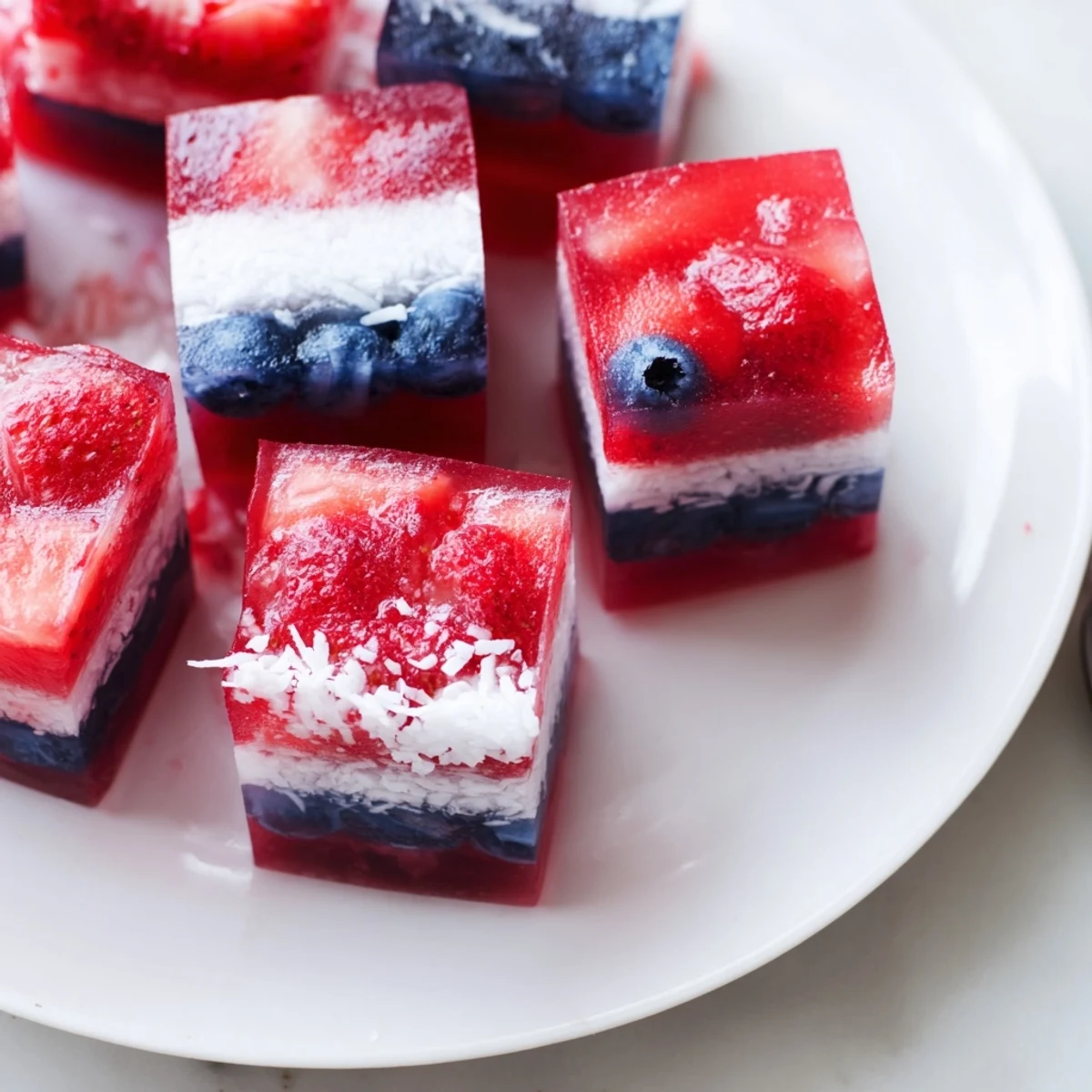 Red White And Blue Ice Cubes Recipe shown in bowl brightens sparkling cocktails