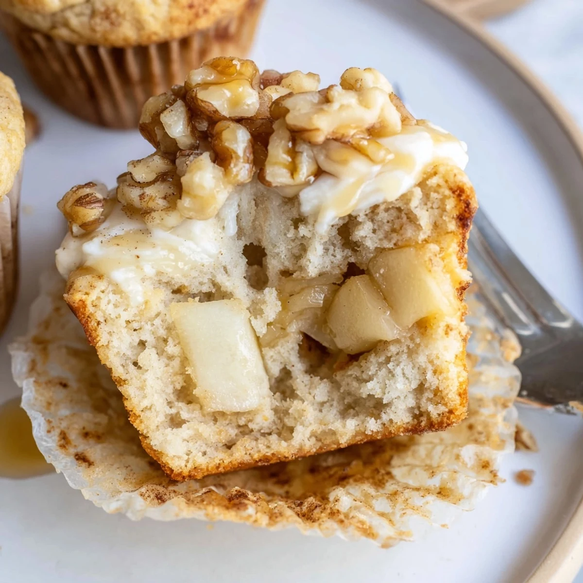 Serve Healthy Apple Cinnamon Greek Yogurt Muffins slightly warm, ideal breakfast or snack