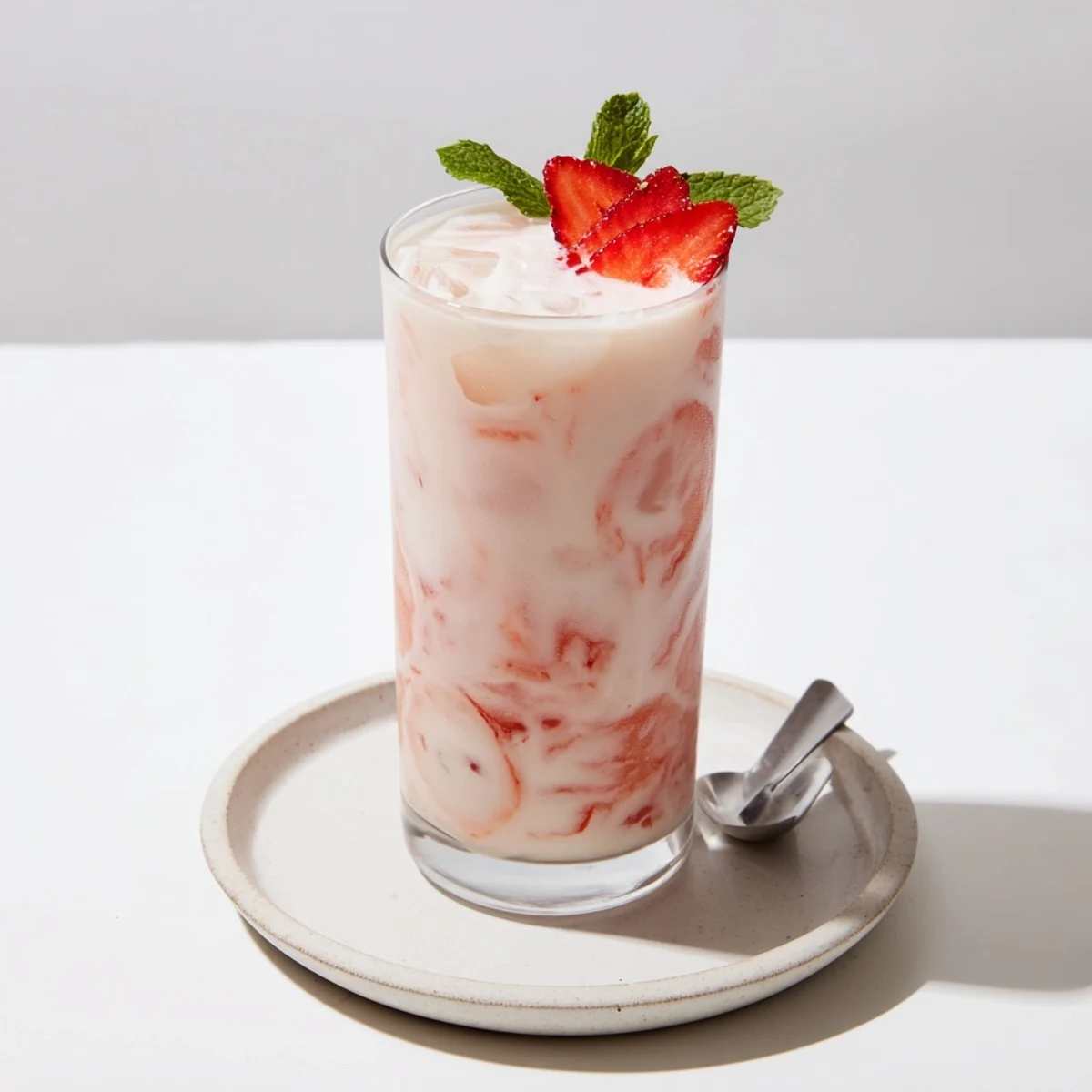 Chilled Strawberry Coconut Cooler Recipe in glasses, creamy coconut, bright lime tang  