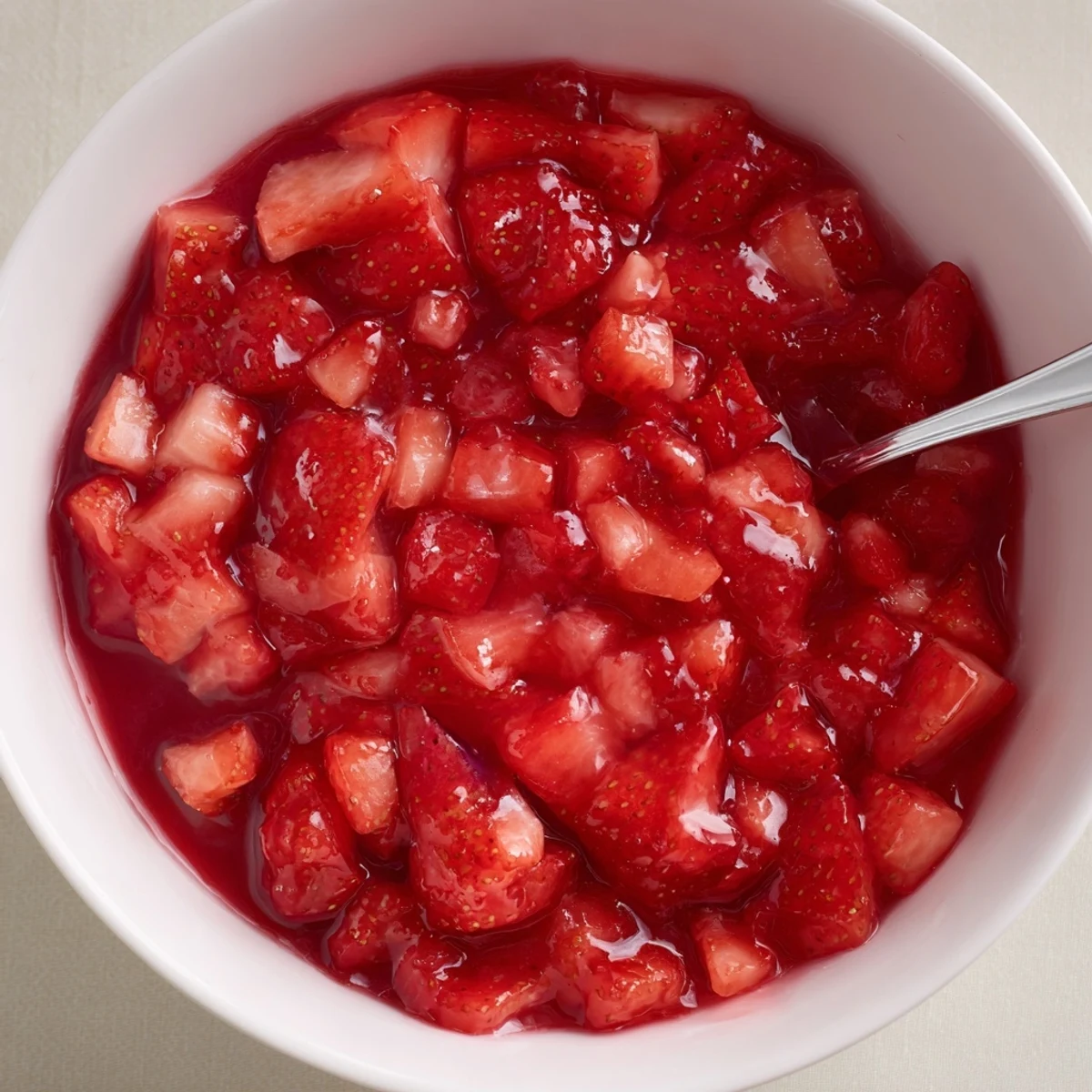 Fresh diced strawberries simmered to glossy jam, Strawberry Cake Filling Recipe for layer cake