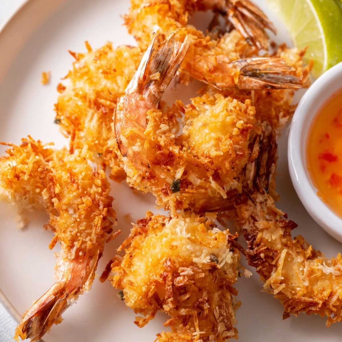 Crispy tropical fried coconut shrimp served with tangy sweet chili dipping sauce