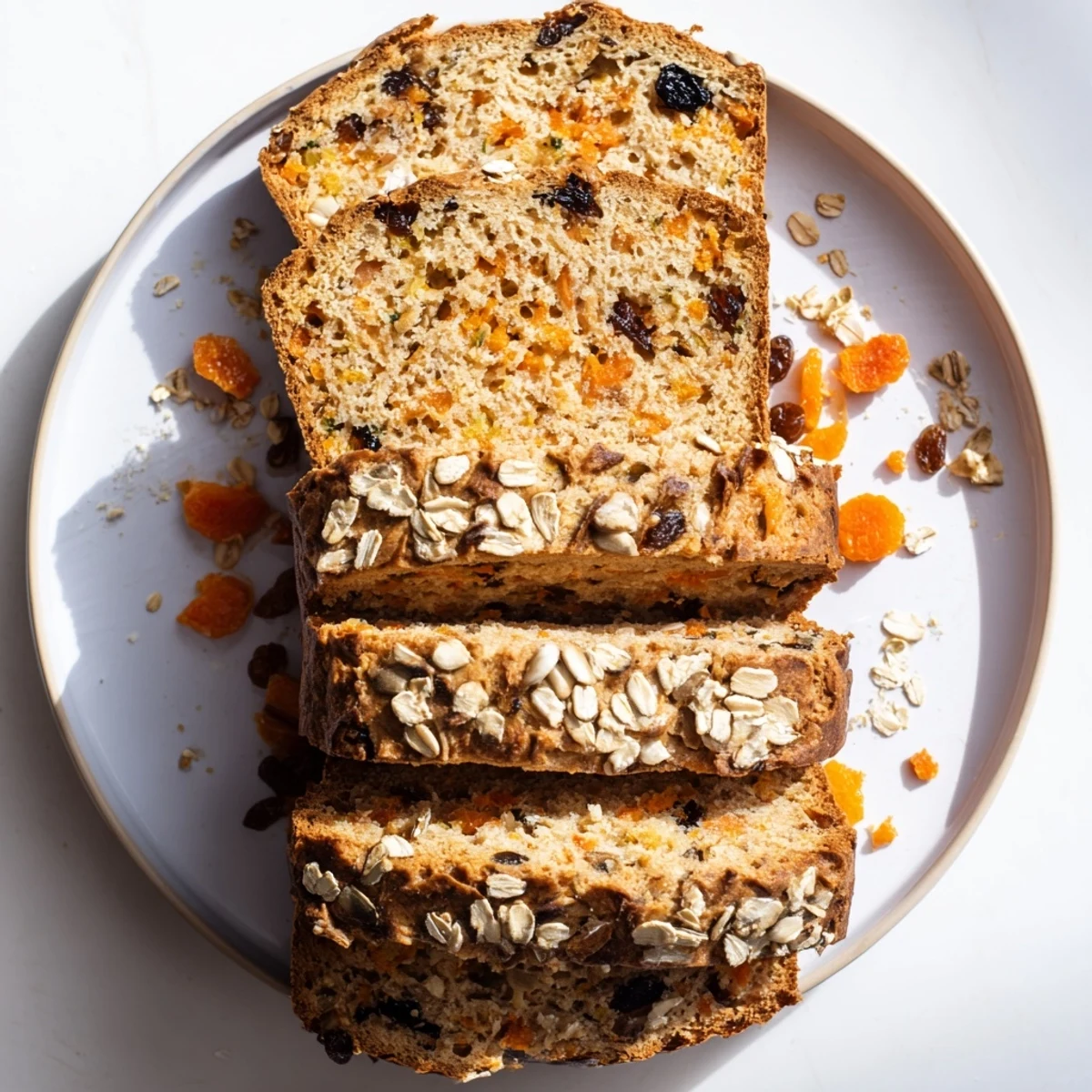 Warm slice of spiced carrot cake sourdough bread spread thick with cream cheese frosting