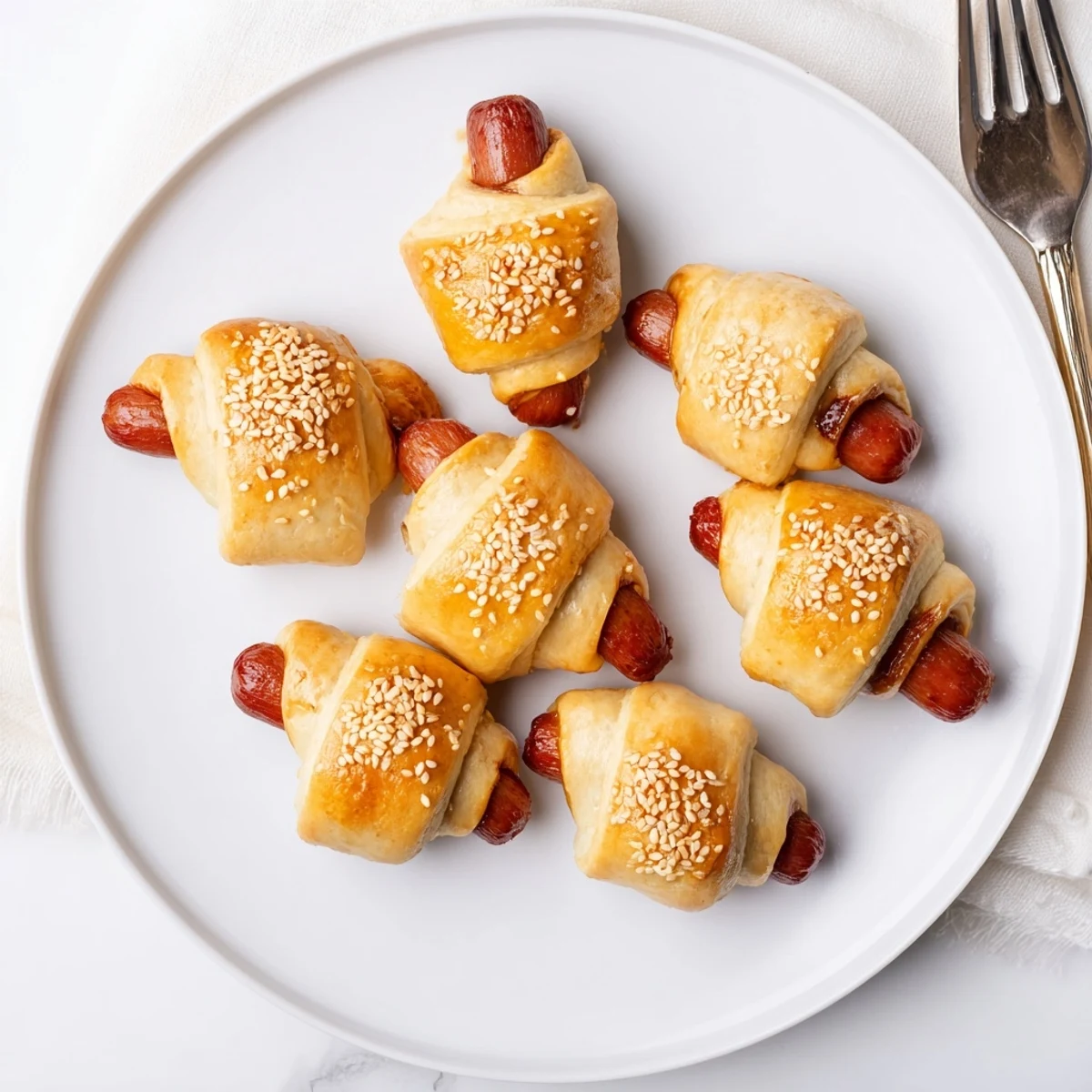 Piping hot Sausage Crescent Rolls filled with juicy breakfast sausage, brushed butter