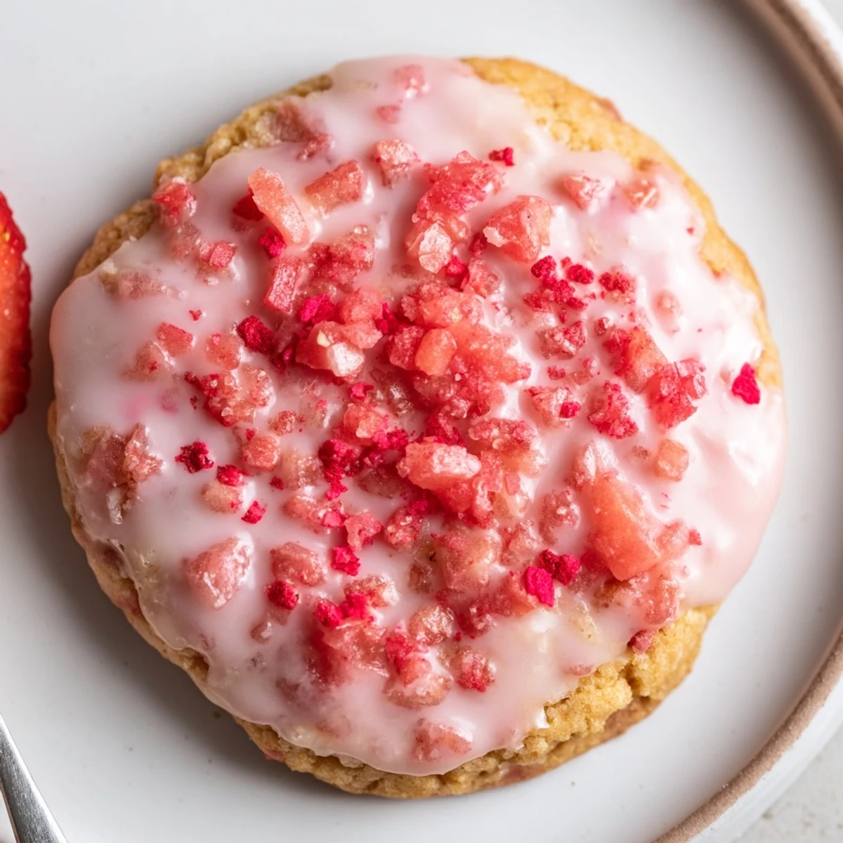 Plate of Strawberry Lemonade Cookies cooling on rack, bright citrus aroma