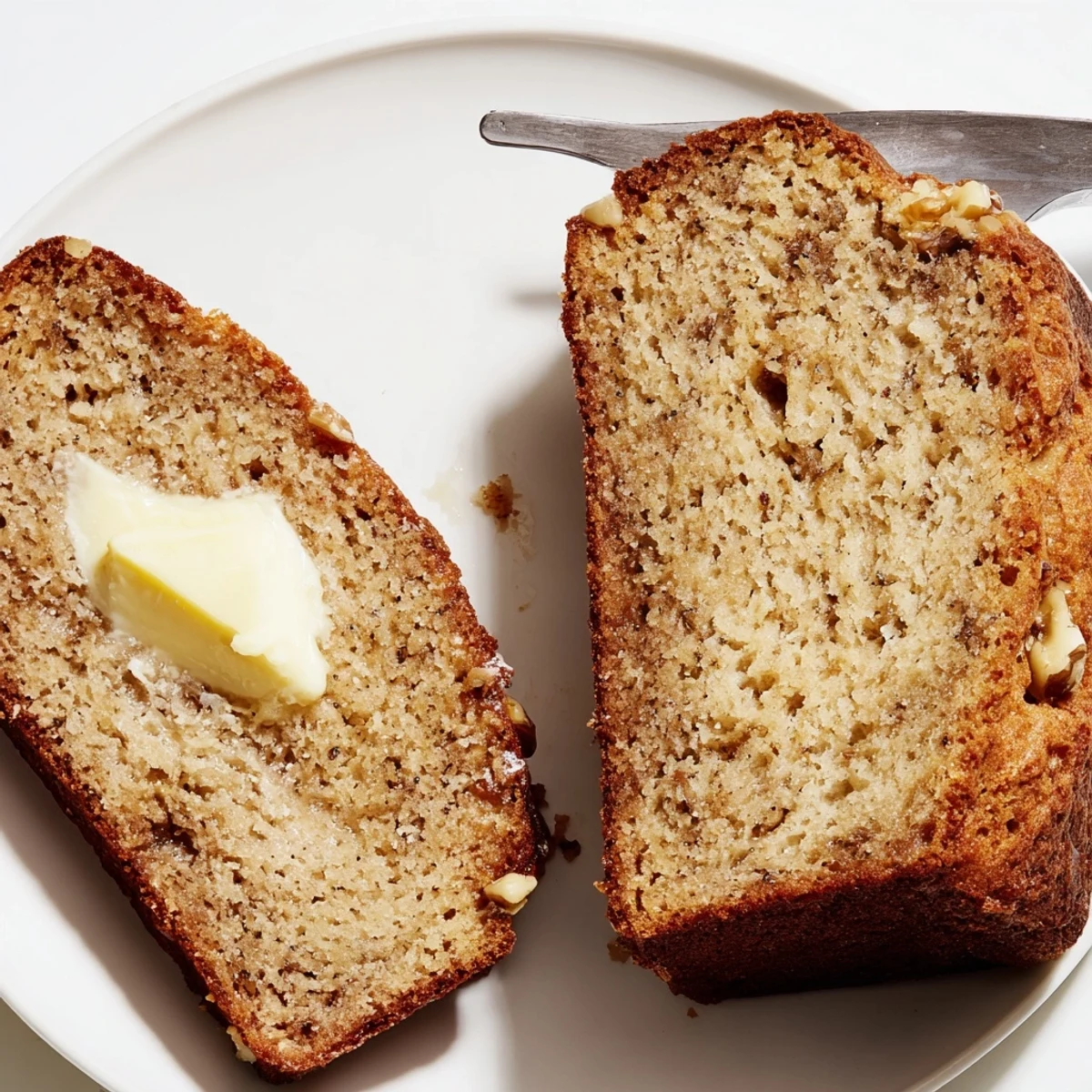 Loaf of Banana Bread Delight cooling on rack, nuts and golden crust