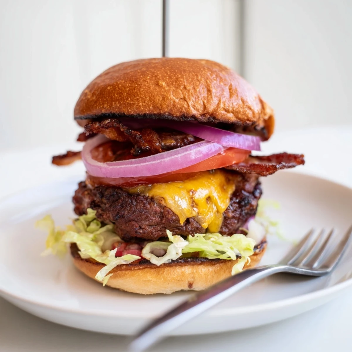Irresistible Crack Burgers topped with melty cheddar, crispy bacon, toasted brioche