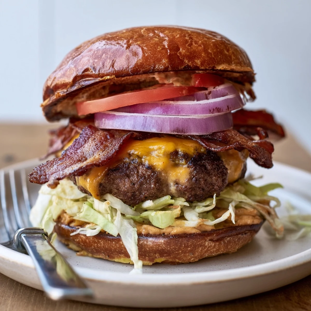 Close-up of Irresistible Crack Burgers oozing sauce, served with fries