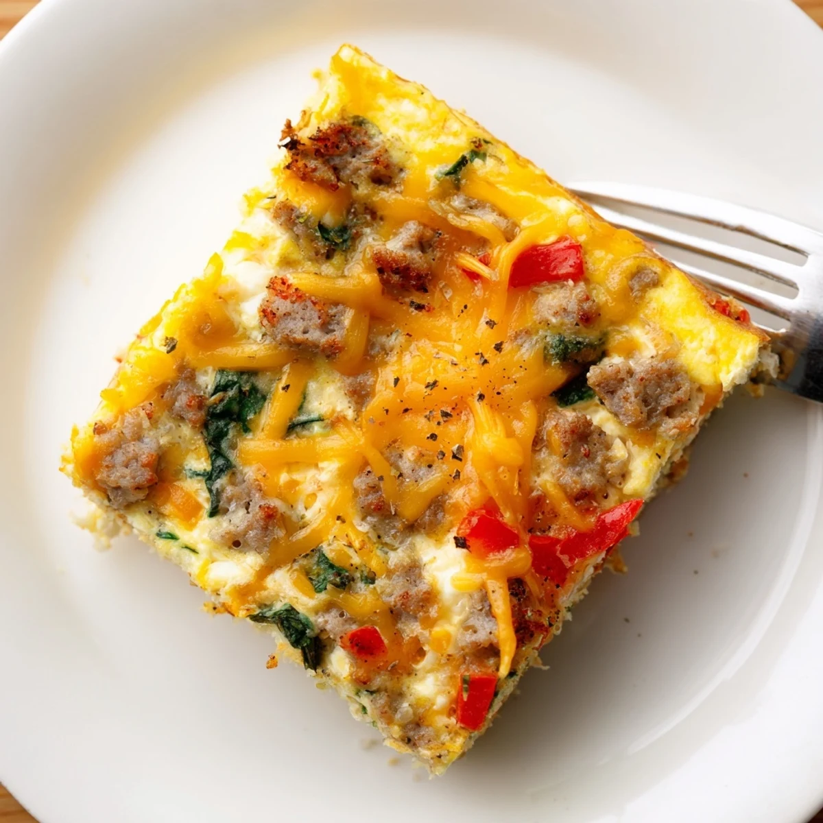 Bite into High Protein Egg Casserole Recipe warm squares, savory turkey and spinach