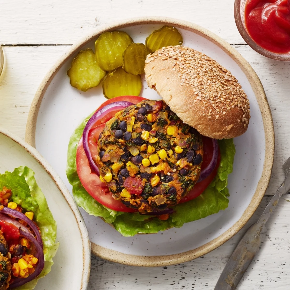 Hearty vegetable packed veggie burgers recipe sizzling in a skillet with melted cheese