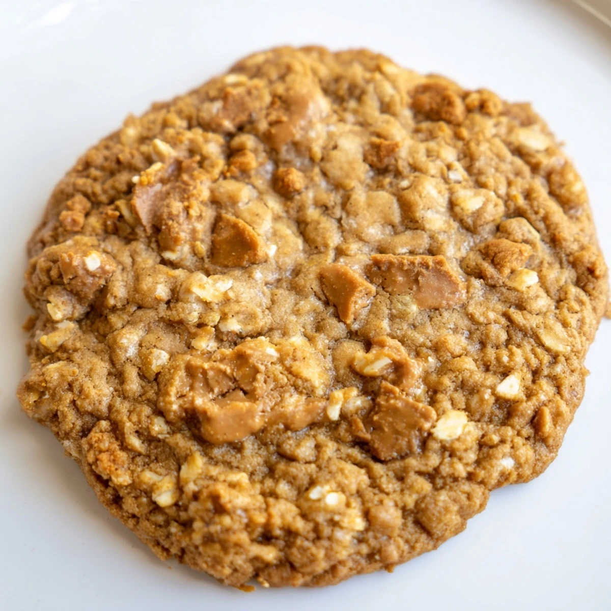 Golden Biscoff oatmeal cookies with chopped Lotus biscuits, freshly baked with caramel spice aroma
