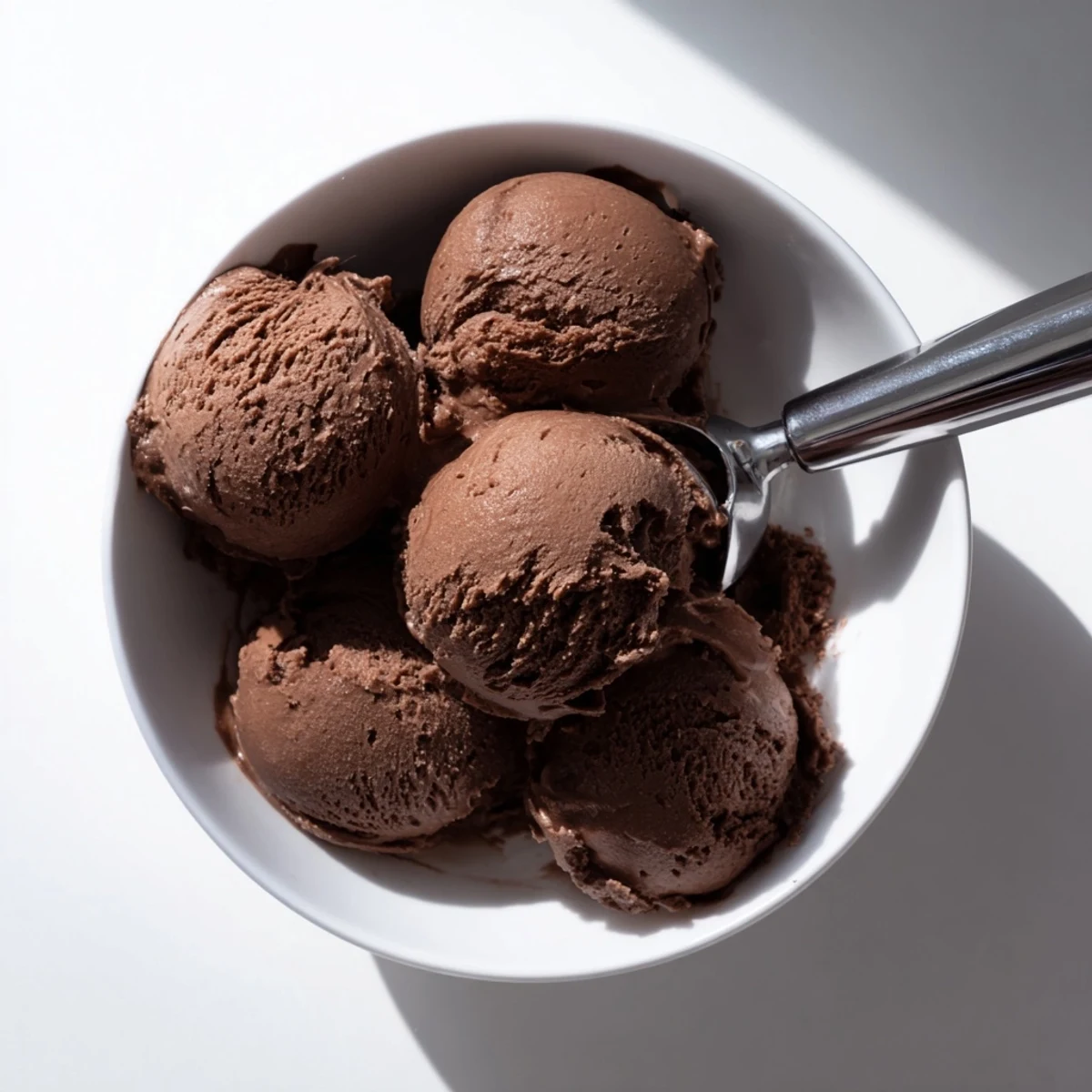 Rich dark chocolate sourdough ice cream topped with fresh berries and sea salt garnish