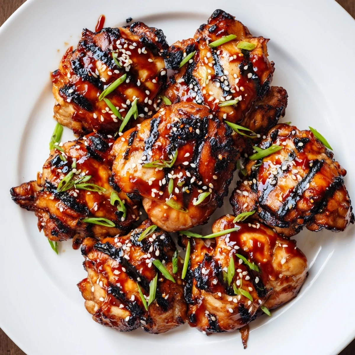 Juicy Korean Chicken Thighs glazed with caramelized soy, sesame, and green onions
