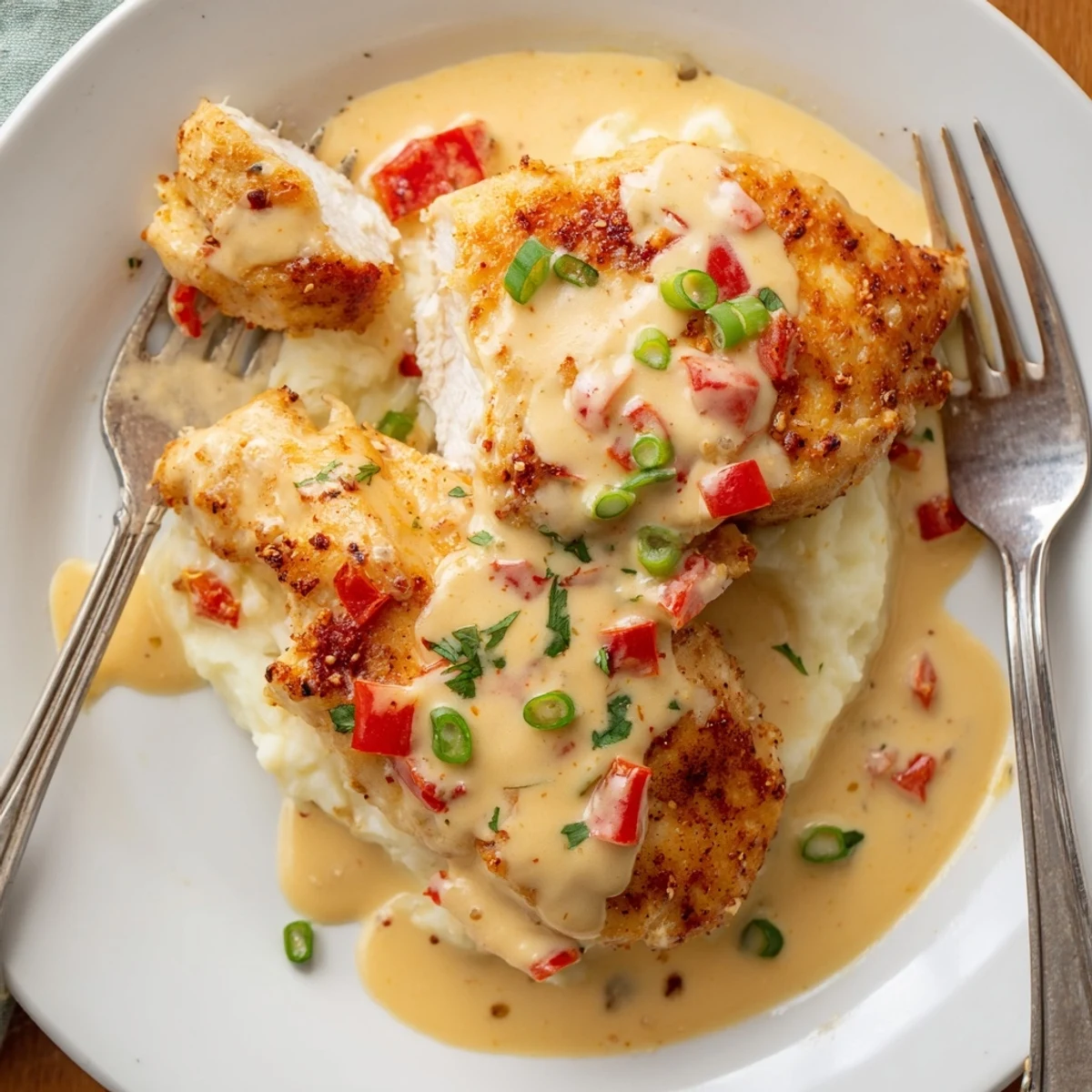 Oven-seared Mississippi Mud Chicken nestled in thick, tangy sauce, ready for baking