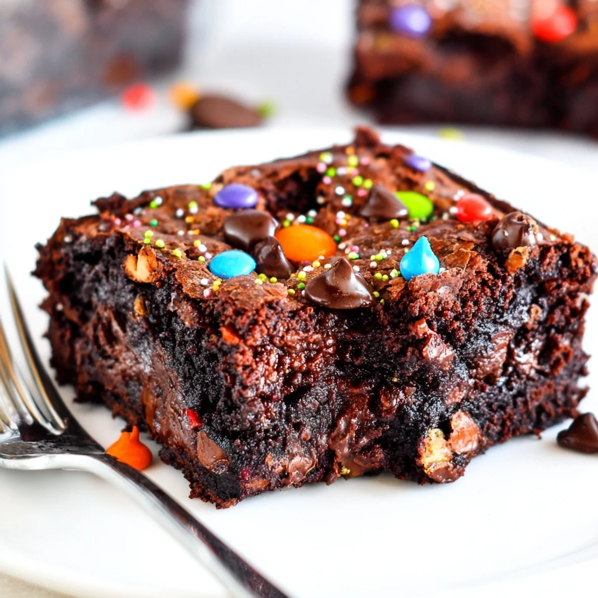 Warm Sourdough Cosmic Chocolate Brownies sliced, glossy tops and tangy sourdough aroma