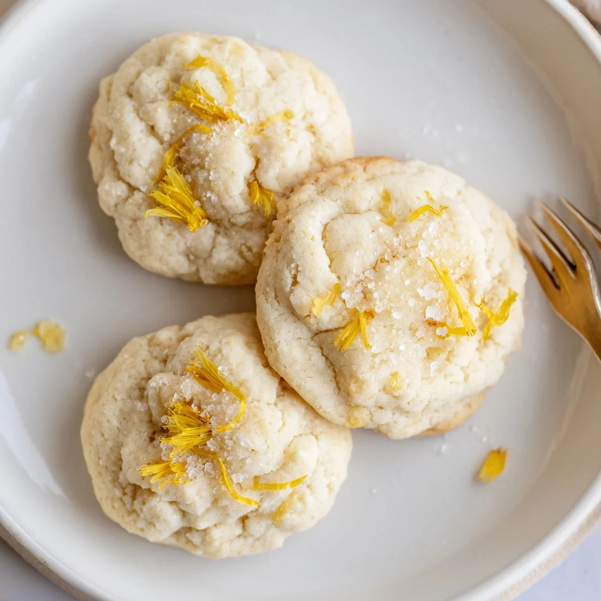 Magical Dandelion Cookies Recipe: golden-edged cookies studded with lemony petals, cooling.