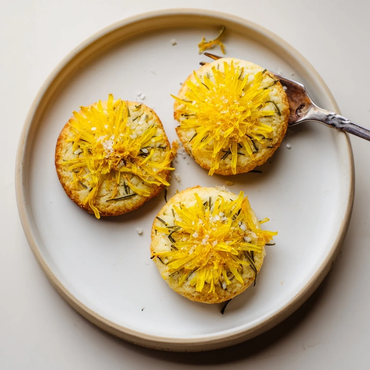 Warm Magical Dandelion Cookies Recipe served with chamomile tea, floral aroma.