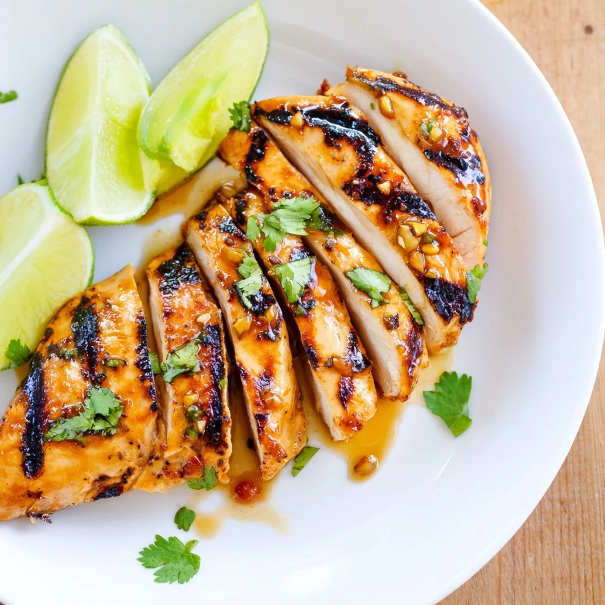 Key West Grilled Chicken With Tropical Citrus Marinade glistening, smoky sear and fresh lime.