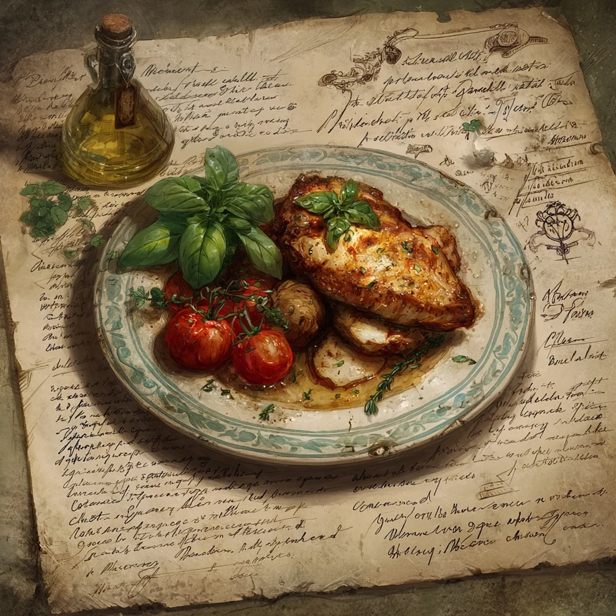 Italian baked ricotta chicken with golden cheese topping and parsley garnish