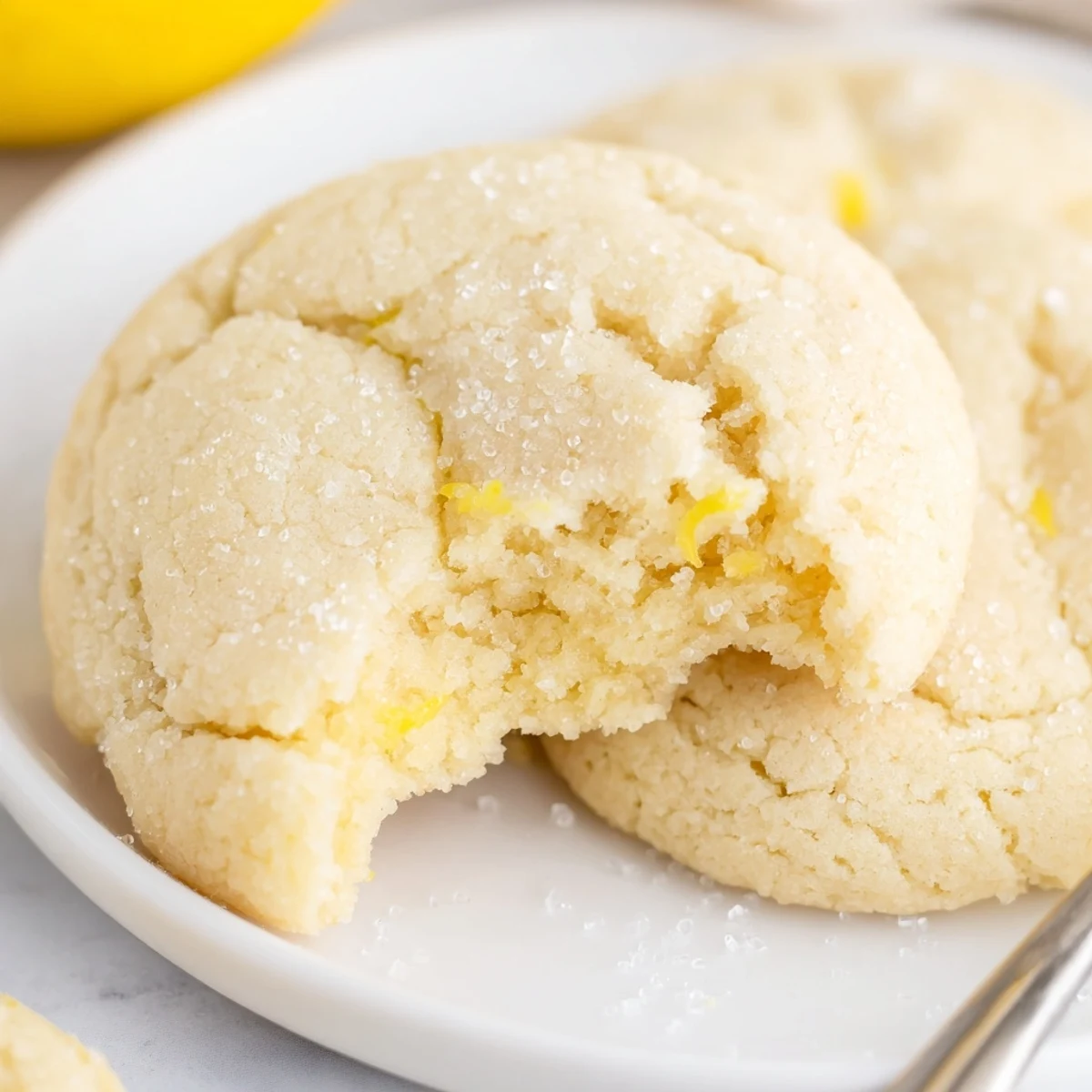 Soft Chewy Lemon Cookies sugared and tender, served alongside warm Earl Grey.