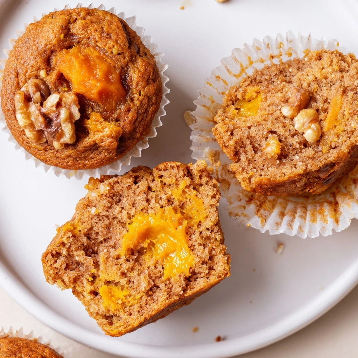 Warm, moist Butternut Squash Banana Muffins cooling on a wire rack