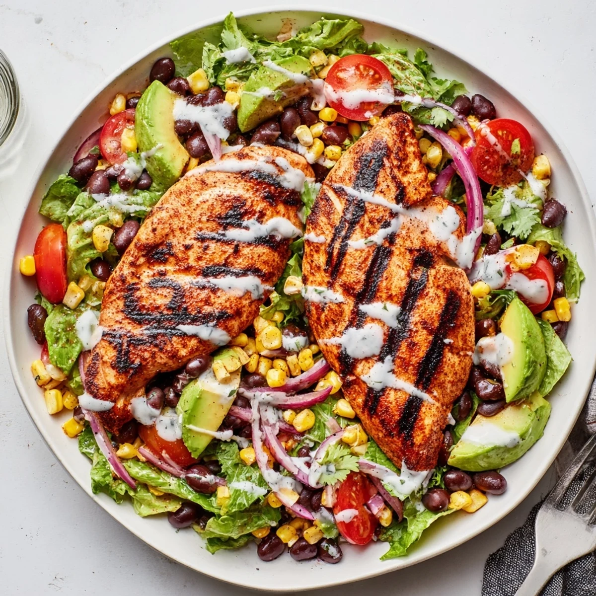 Bright, crunchy Southwestern Chicken Salad tossed with cilantro, black beans, and tomatoes.