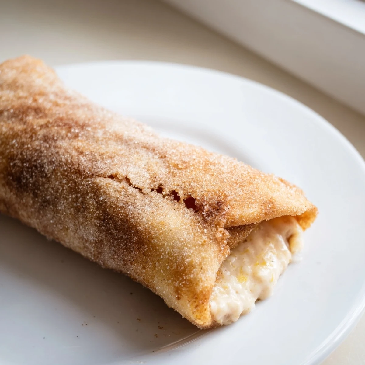 Creamy cheesecake chimichangas fresh from the fryer dusted with sweet cinnamon sugar
