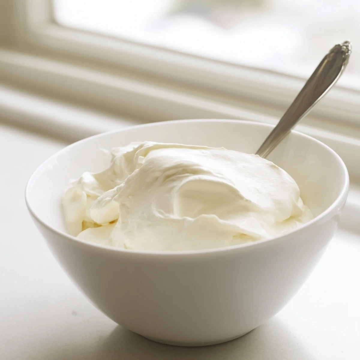 Creamy homemade yogurt served in a glass jar topped with fresh berries