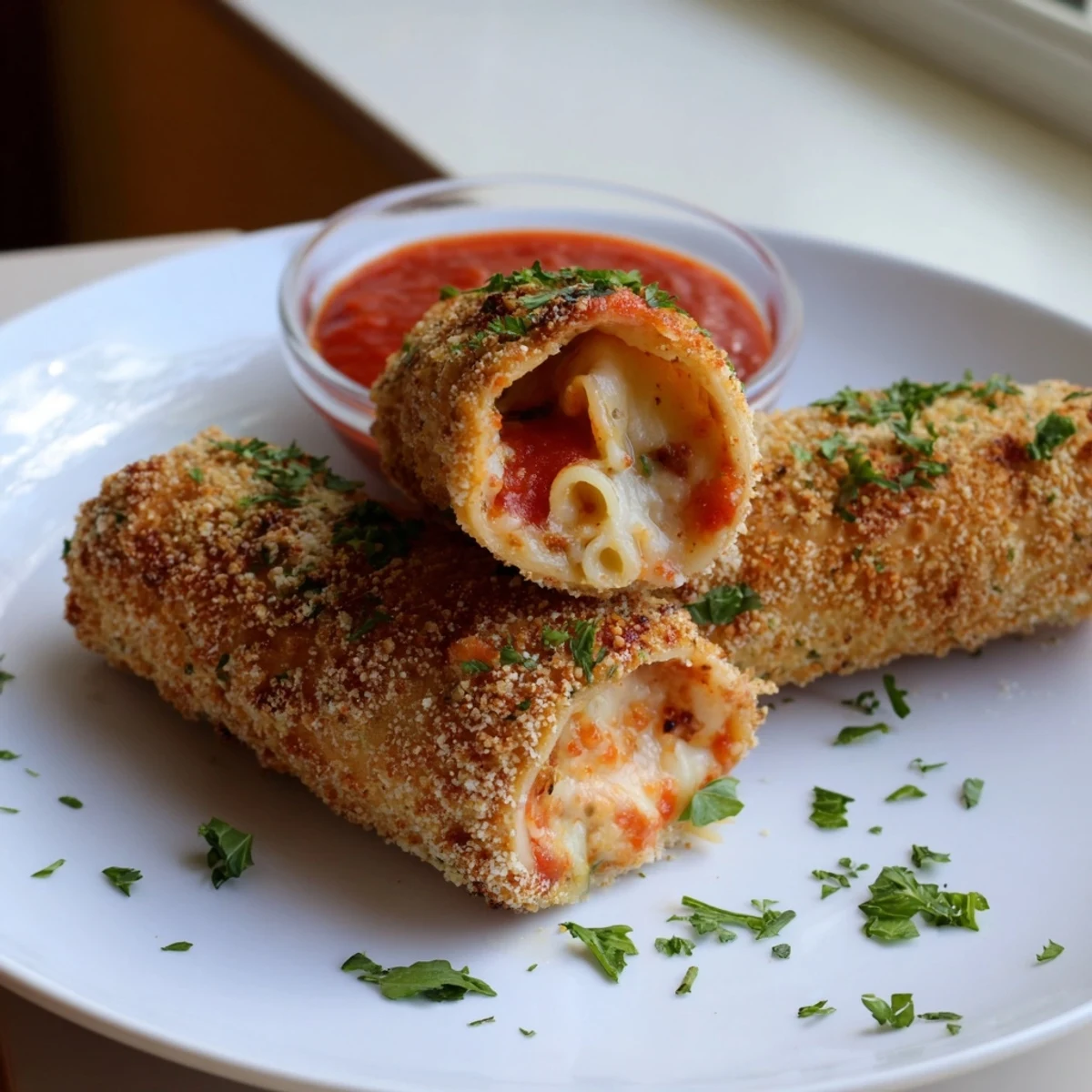 Air fryer lasagna fritta sliced open revealing creamy ricotta and melted mozzarella filling