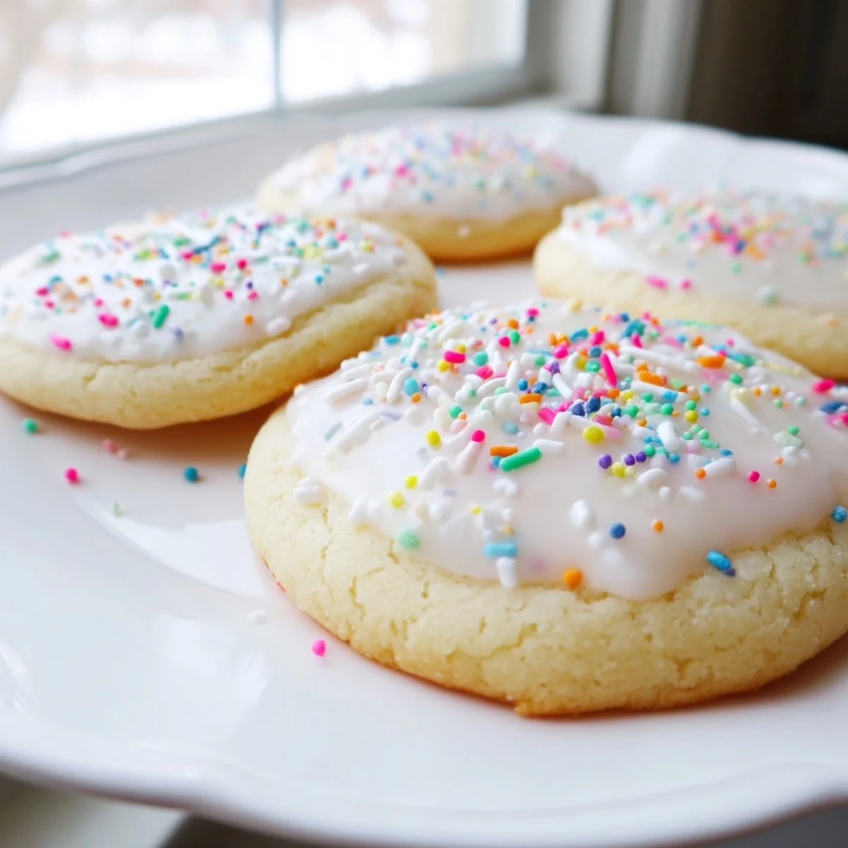 Warm homemade sugar cookies cooling on a wire rack ready for sweet vanilla icing