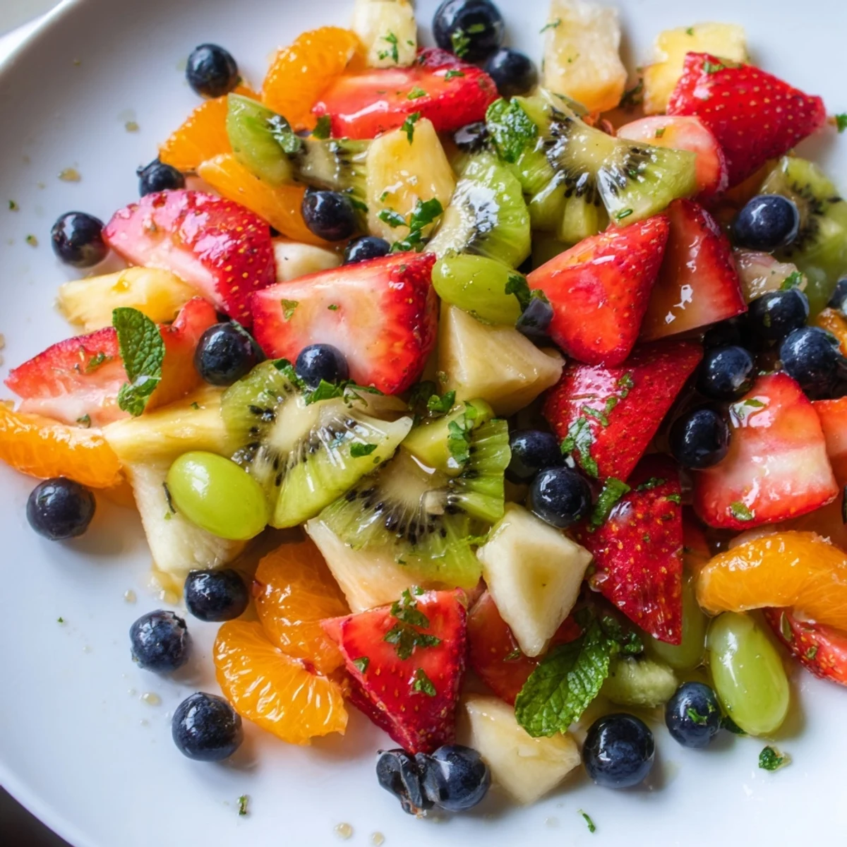 Vibrant fruit bowl featuring ripe seasonal berries and tropical pineapple chunks beautifully arranged