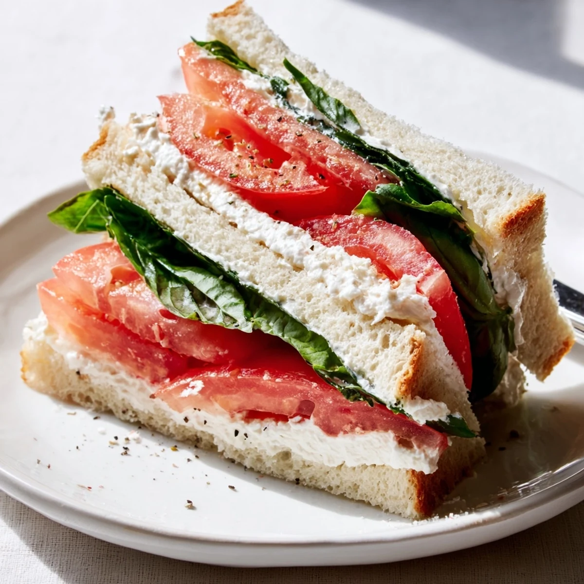 Juicy ripe tomato sandwich with creamy mayo on fresh sourdough bread