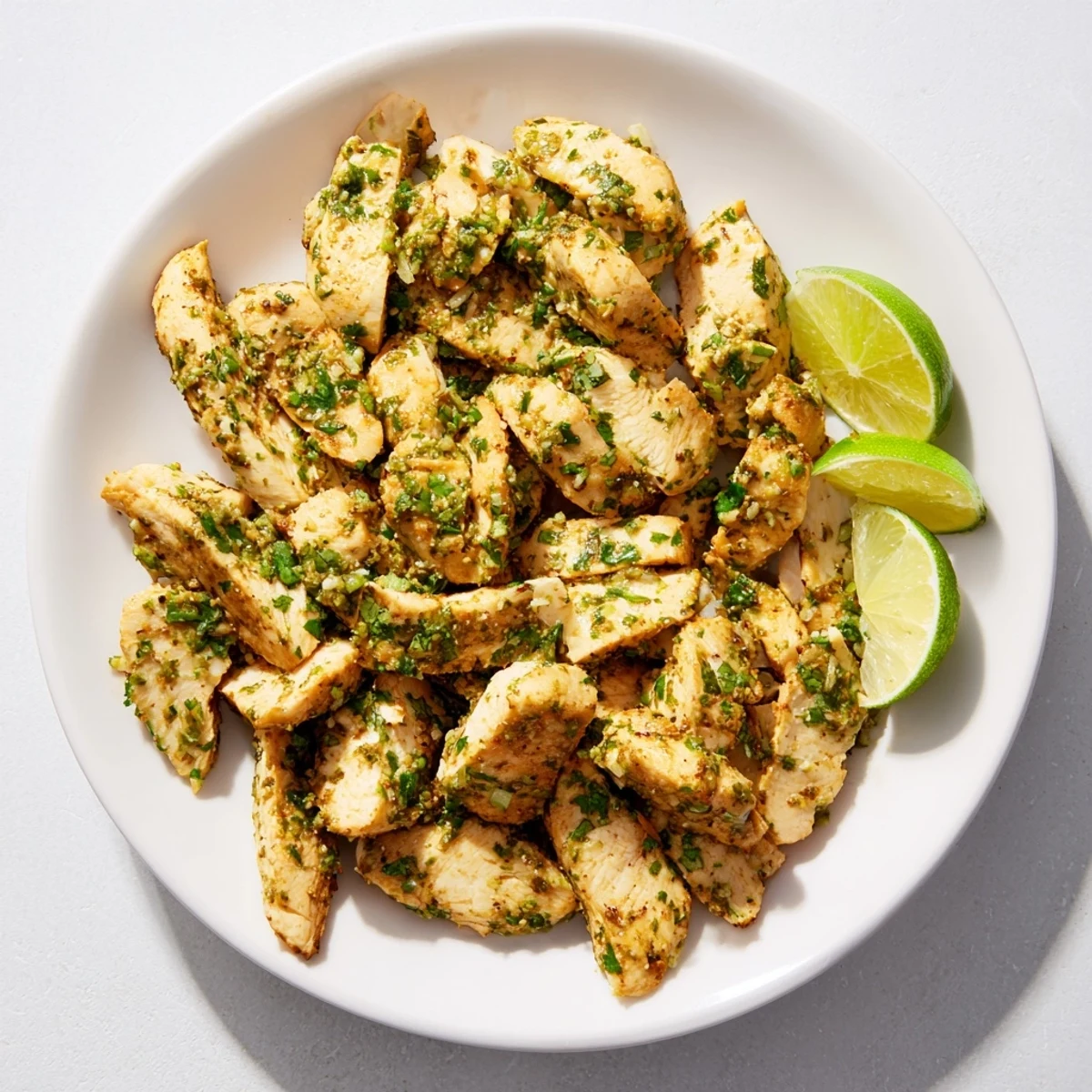 Juicy pan-seared Cilantro Lime Chicken served with rice and zesty lime garnish  