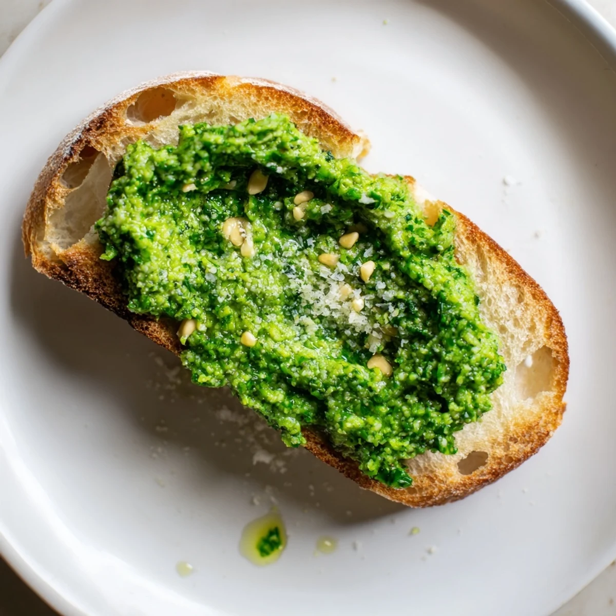 Aromatic garlic scape pesto in a wooden bowl, ready for roasting vegetables.