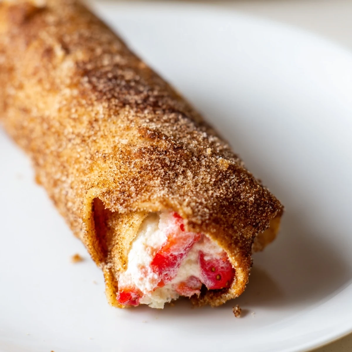 Golden brown Strawberry Cream Cheese Roll Ups toasted to crispy perfection.  