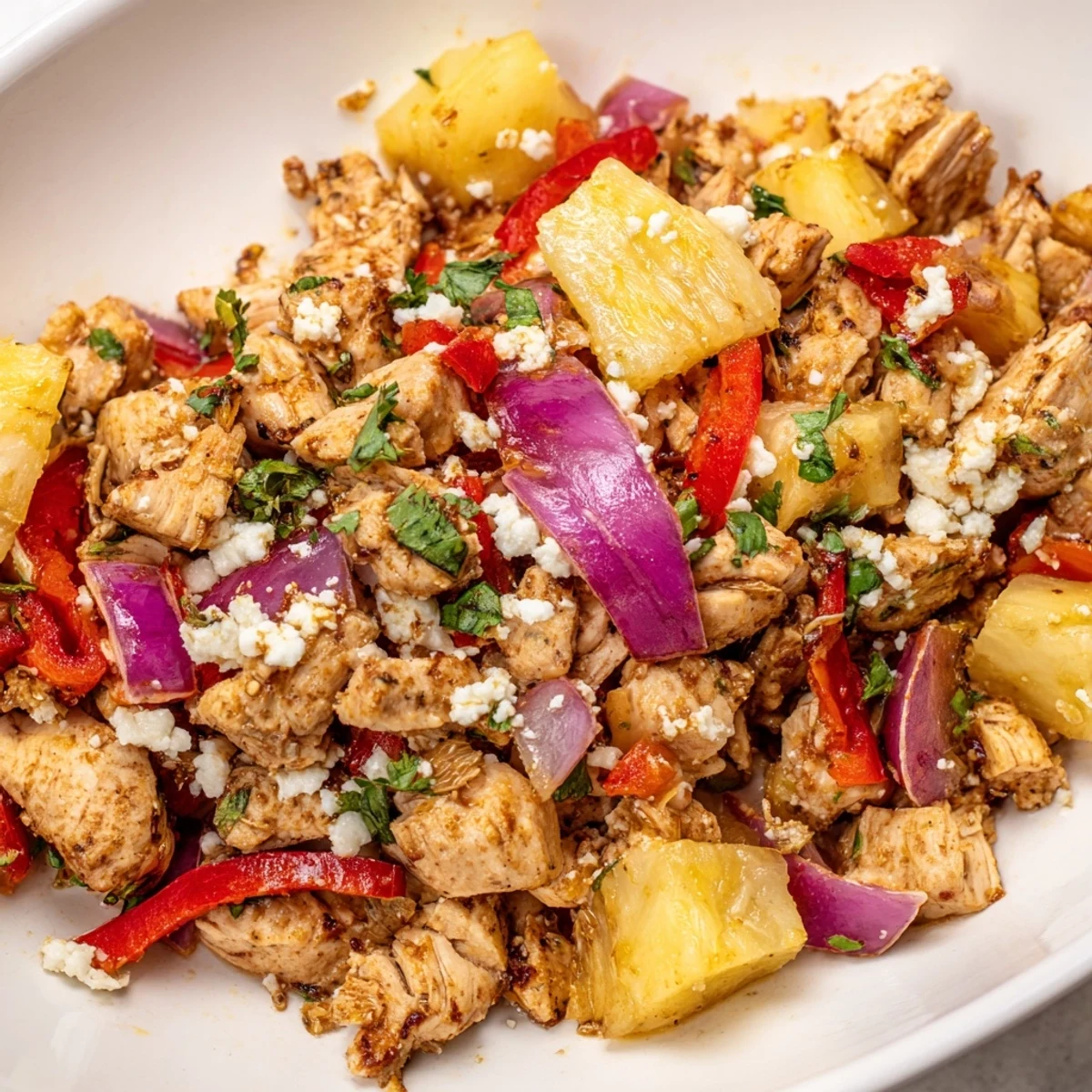 Flavorful chicken and pineapple tacos served in warm tortillas with fresh cilantro and lime.