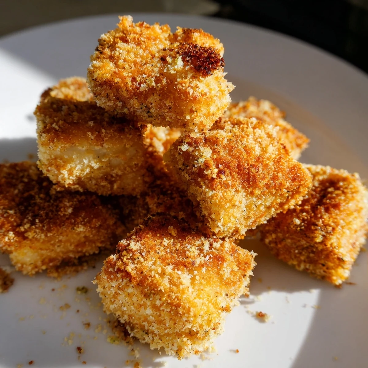 Delicious homemade tofu fried chicken with a golden flaky coating