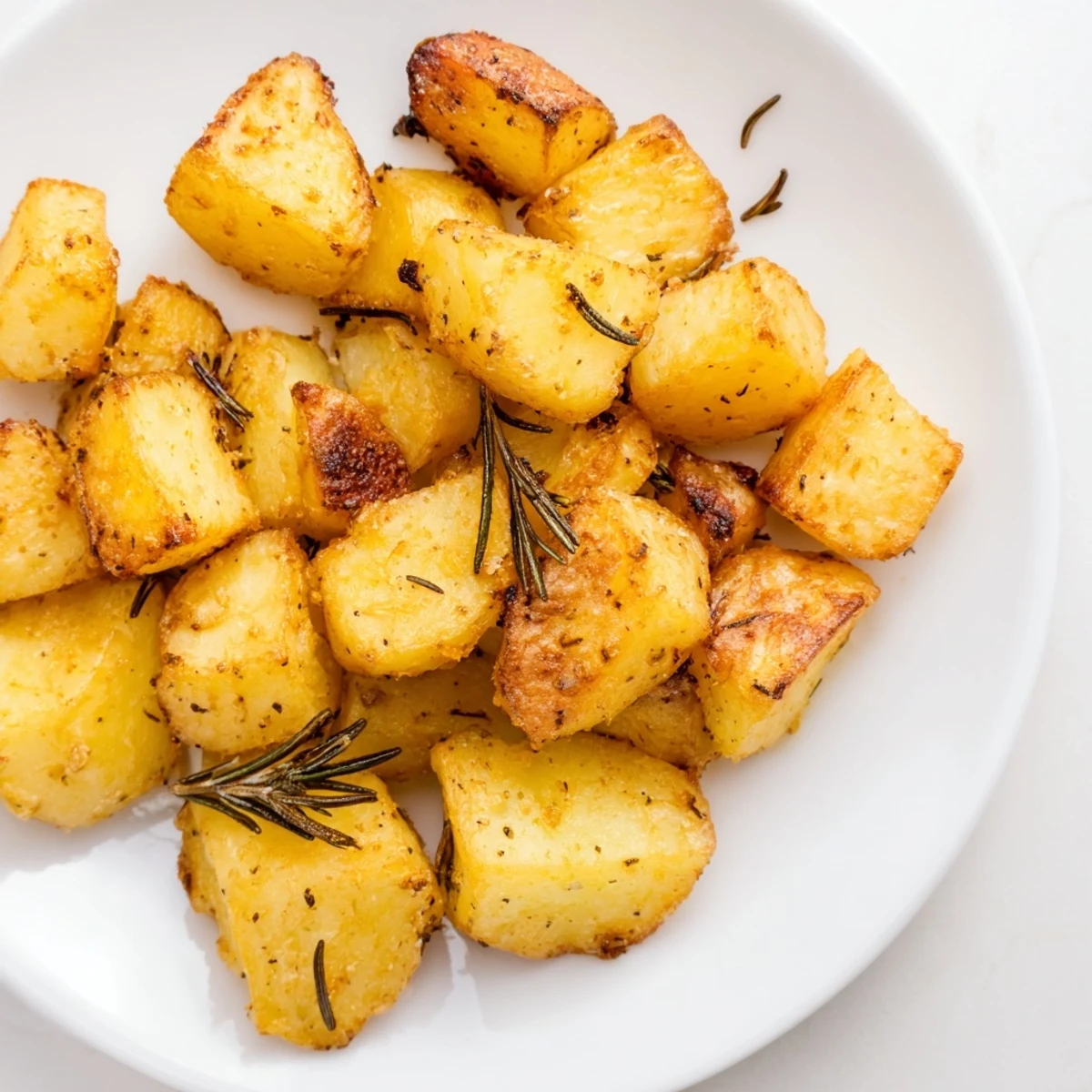 Golden roasted potatoes crispy on the outside and fluffy inside  