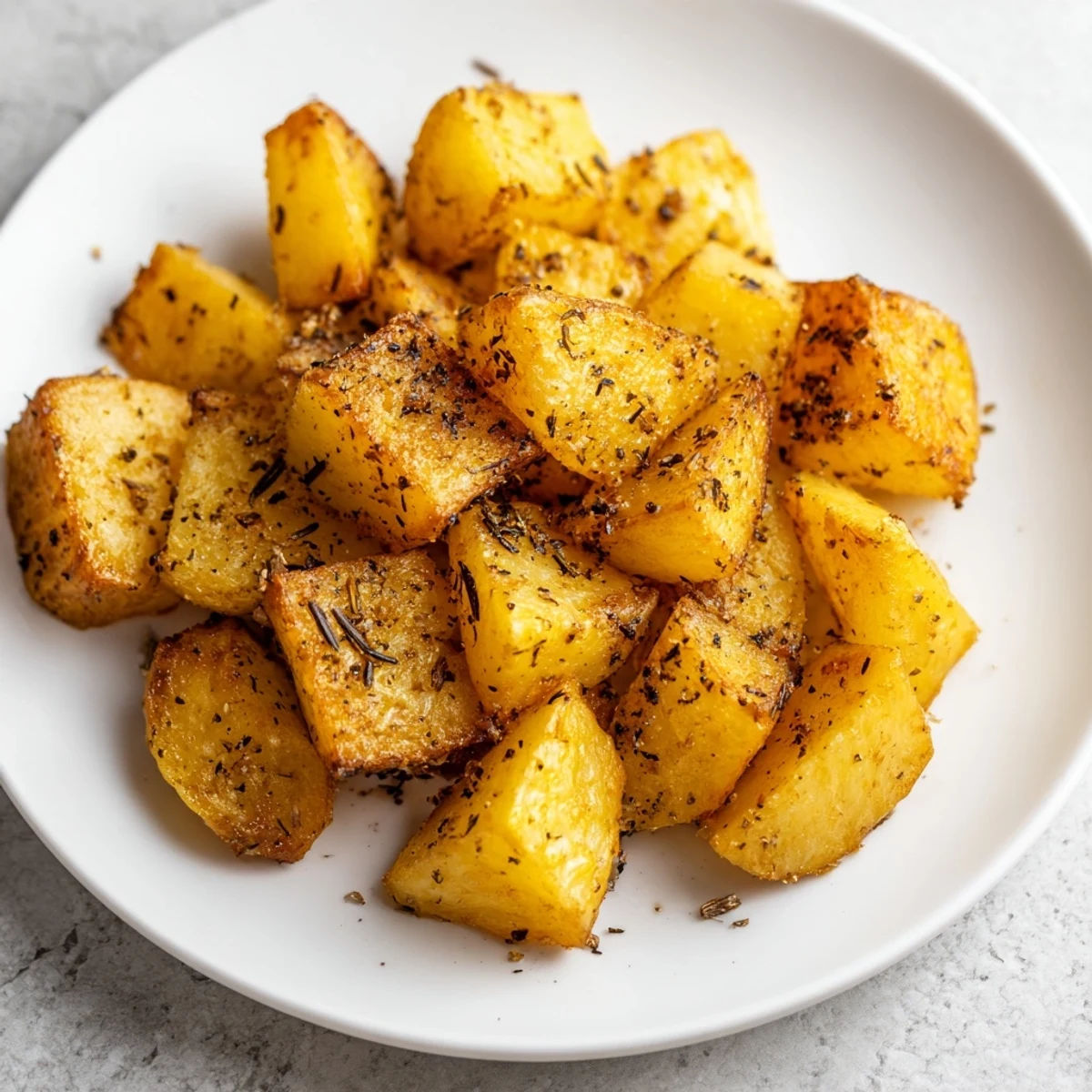 Perfectly browned roasted potatoes served as a delicious side dish