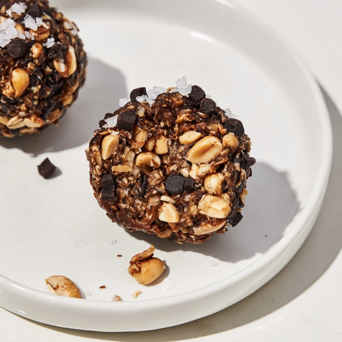 No-bake Snickers energy balls rolled with dates and creamy peanut butter  