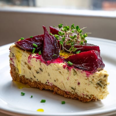 Savoury cheesecake with roasted beetroot